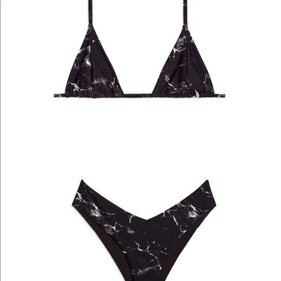 WeWoreWhat Black Marble Cooper Bikini Top - Picture 2 of 5